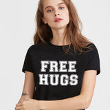 Armas de mujer que hace punto WT0050 Nueva camiseta de la manera libre de los abrazos Carta Street Style Top Tees