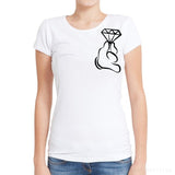H10 Mujeres pintadas a mano Las manos sostienen los diamantes Camiseta casual Tops sueltos de moda de verano