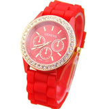 Moda Casual Rhinestone Espiral Redondo Dial Puntero Cuarzo Reloj de pulsera