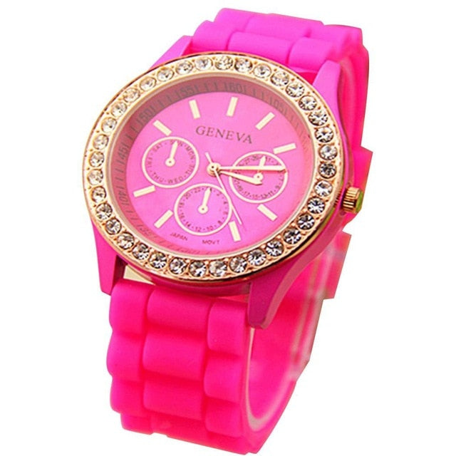 Moda Casual Rhinestone Espiral Redondo Dial Puntero Cuarzo Reloj de pulsera