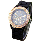 Moda Casual Rhinestone Espiral Redondo Dial Puntero Cuarzo Reloj de pulsera