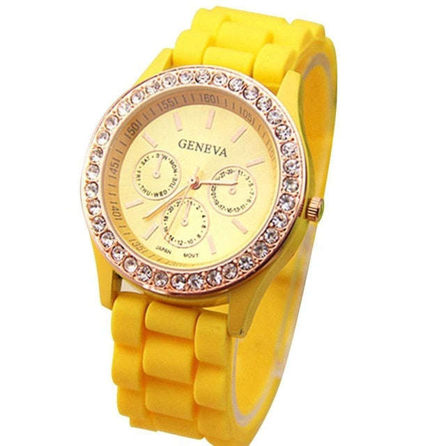 Moda Casual Rhinestone Espiral Redondo Dial Puntero Cuarzo Reloj de pulsera