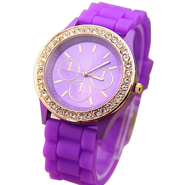 Moda Casual Rhinestone Espiral Redondo Dial Puntero Cuarzo Reloj de pulsera