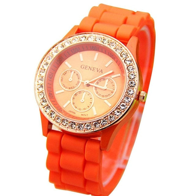 Moda Casual Rhinestone Espiral Redondo Dial Puntero Cuarzo Reloj de pulsera