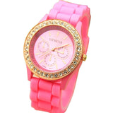 Moda Casual Rhinestone Espiral Redondo Dial Puntero Cuarzo Reloj de pulsera