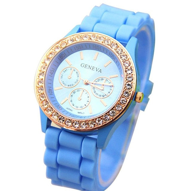 Moda Casual Rhinestone Espiral Redondo Dial Puntero Cuarzo Reloj de pulsera