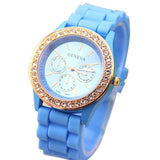 Moda Casual Rhinestone Espiral Redondo Dial Puntero Cuarzo Reloj de pulsera