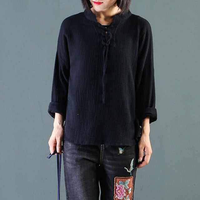 Camisa de algodón de manga larga para mujer Mujeres Tops 2019 Moda Blusas casuales Sólidas Camisa formal elegante para mujer Blusas