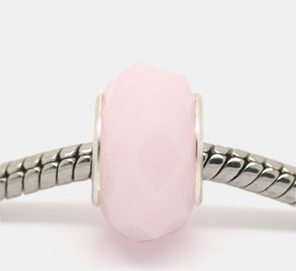 Las perlas de vidrio facetado Lightpink de 20 piezas encajan la pulsera con dijes 14x9mm (B11573)